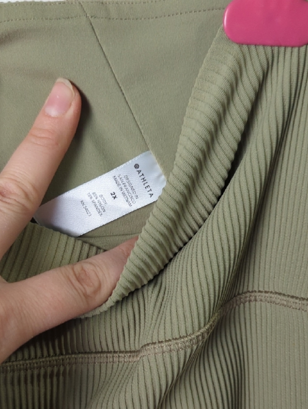 ATHLETA Eucalyptus Olive Ribbed  High-Waist Elation Leggings 2X - Picture 3 of 7